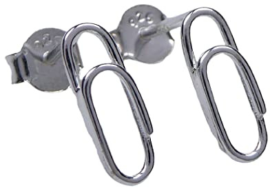 Büroklammer Ohrstecker Ohrringe aus 925 Sterling Silber für Damen und Mädchen
