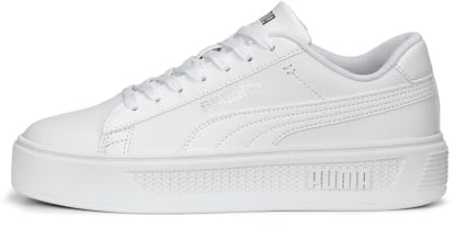 PUMA Damen Smash Platform V3 Sneaker, White Silver, 38 EU