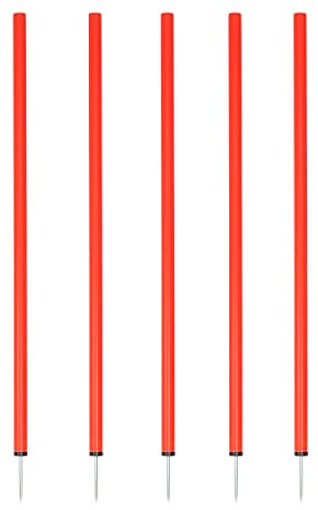 SPORTIKEL24 Slalomstangen 100 cm – ø 32 mm – 5er-Set mit Metallspitze – Rot – Trainingsstangen für Agility, Fußball & Koordinationstraining