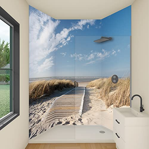 yourplate Duschrückwände mit individueller Größe (3 Rückwände – Premium Matt – bsmar02) – Duschrückwand Alu mit Feuchtigkeitsschutz – Rückwand Dusche zur einfachen Montage