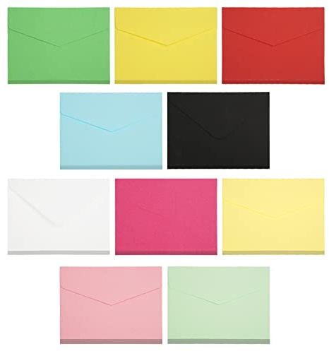 100 Stück Mini Umschläge, 10.3x8 cm Mini Briefumschläge Bunt | Kleine Kuverts Bunt, Mehrfarbig Niedlich Kleine Umschläge für Geschenkkarte Hochzeit, Grußkarten Liebesbriefe, Geburtstag