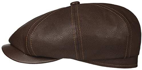 Stetson Hatteras New Lamb Nappa Flatcap - Dunkelbraune Kappe - Echtleder-Schirmmütze - Made in Germany - Herren - Frühjahr/Sommer Dunkelbraun 58 cm