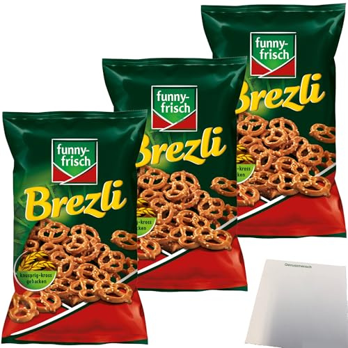 funny frisch Brezli Mini-Laugenbrezeln 3er Pack (3x160g Packung) + usy Block