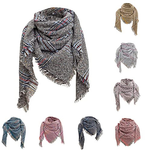 Écharpe triangulaire pour femme - Chaud - XXL - En coton doux - Motif floral - Automne et hiver