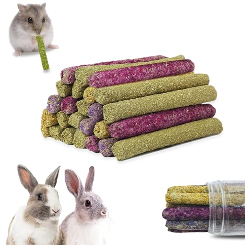 Eyksta 43 Stück Timothy Heu Sticks Kaninchen Spielzeug, Kauspielzeug für Kaninchen, Meerschweinchen, Hamster, Chinchilla, Kaninchenfutter Molar Zubehoer