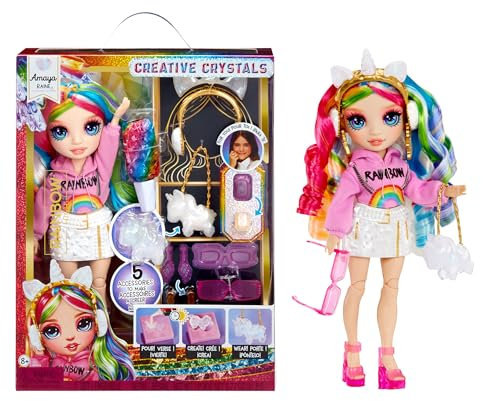 Rainbow High Creative Crystals Amaya - Regenbogenfarbene 28 cm Modepuppe mit Make It Kit für Kristall-Accessoires, Ring für Dich, Basteln,Harz-Spielset, Geschenk für Kinder ab 8, Nicht ESSBAR