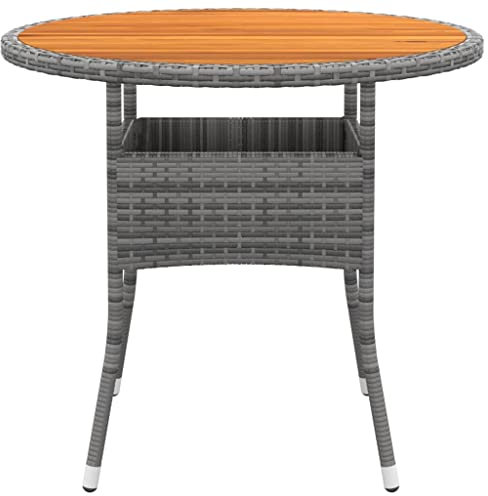 Hovothy Garten-Esstisch Gartentisch Runde Teetisch Multifunktionalen Couchtisch für Essen im Freien für Terrasse Hinterhof oder Garten Gartenmöbelstück Eleganten Design Grau 80x75 cm