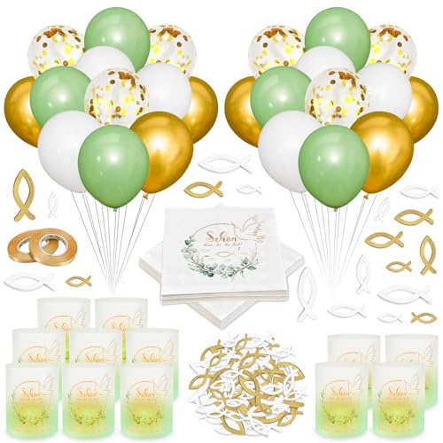 Taufe Deko,Tischdeko Taufe,Junge Mädchen Deko T-aufe,T-aufe Luftballons Servietten Taufdeko, Ideal für Jungen und Mädchen mit Spruch Schön dass Du da bist