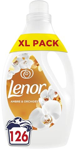Lenor Adoucissant 126 lavages, Ambre et Orchidée, 24H De Fraîcheur Relaxante, Avec Une Touche D’Huiles Essentielles