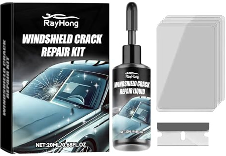 HRUIKI 2025 Nuovo Kit di Riparazione per Crepe su Vetri, Kit di Riparazione per Parabrezza, Kit di Riparazione Premium per Parabrezza per Rimuovere Graffi e Crepe, Strumenti di Riparazione Rapida per