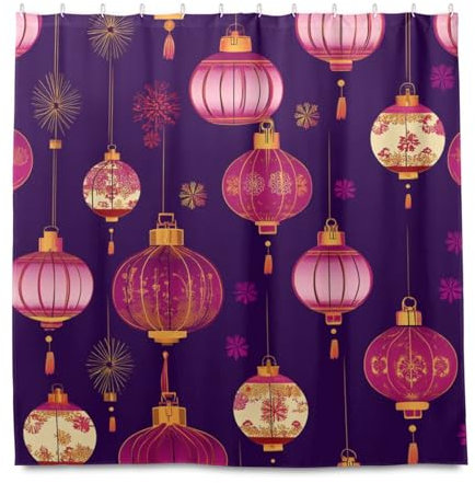 miaozhen 182x182 pollici Doccia Impermeabile Bagno Tende con Gancio Viola Vintage Leggero Tessuto Poliestere Lavabile Tende da Doccia Fodera per Bagno Cortinas para ba?o
