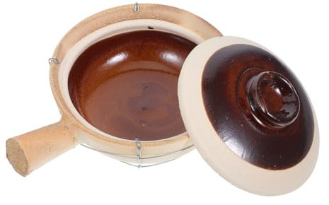 GLEAVI Pentola Di Terracotta Per Cucinare Riso 0,5l in Ceramica Coperchio Resistente Alte Temperature Per Zuppe Stufati Porridge Uso Famiglia Viaggi