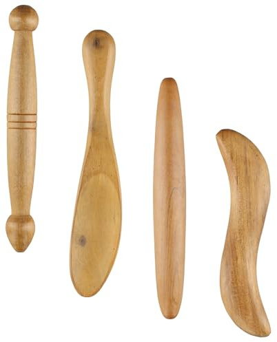 4 Pièces Bâtons de Massage en Bois, Outil de Massage Multifonctionnel, Planche de Gua Sha en Forme de Z, Bâton D'Acupression en Bois pour Détendre les Épaules, Dos et Jambes, Soulager la Douleur