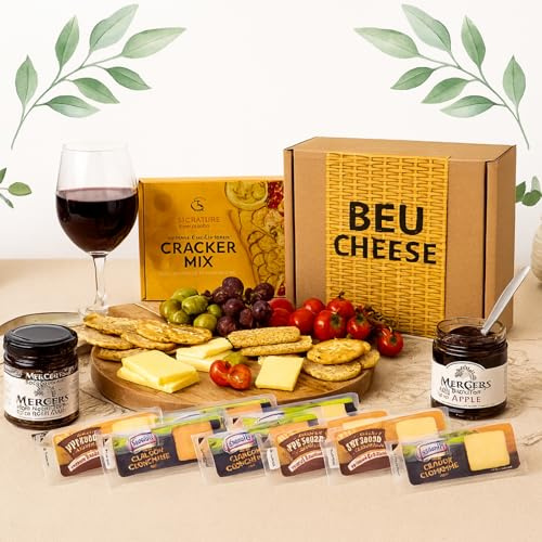 Cheese Hampers Gift Set - 10x Ilchester Cheeses Selection, Chutney and Crackers Gifts Set & Card - Cheeseboard Gift Set, Cheese Selection Box, Teachers Gifts for Men & Women, Fathers Day Hamper