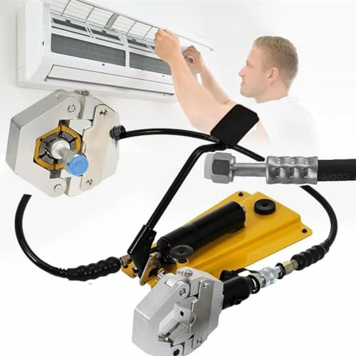 Pinza crimpatrice per tubi idraulici, kit crimpatrice portatile per aria condizionata, strumenti per la riparazione dell'aria condizionata con 7 matrici, per una crimpatura efficiente dei cavi elettr