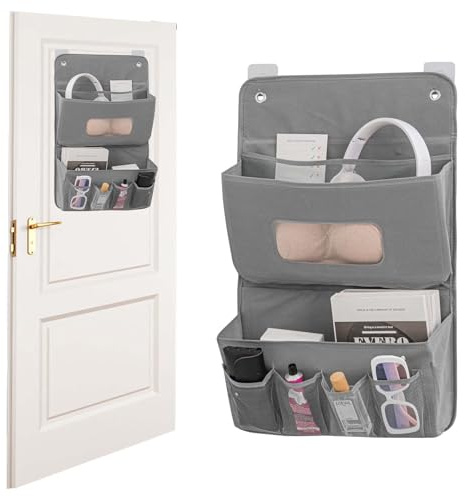 Eclove Organizer da Appendere Alla Porta, con 2 Ripiani, Borsa Portaoggetti da Parete, Armadio Bagno con 2 Ganci, Organizer per Porta Bagno Asilo Nido Soggiorno Camera da Letto