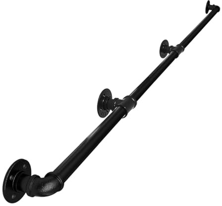 SXBHDM Pasamanos para escaleras, 90cm 1m 120cm 180cm 2m 240cm 3m Color Negro, para Pared, Antideslizante, de Hierro galvanizado, Industrial.(510cm)