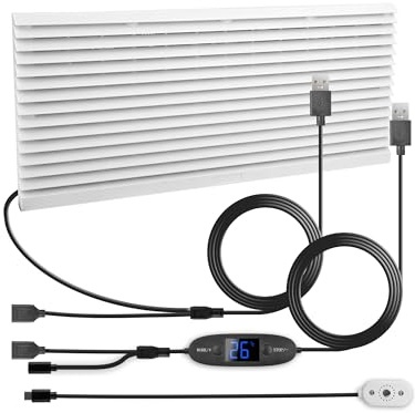 euroharry USB 120mm Wohnmobil-Lüftungsventilator, 3-in-1 Digitalanzeige temperaturgesteuertes leises Lüftersystem, 10 Geschwindigkeitsstufen, IPX5, Spannung 5-12V, für Wohnmobile, Camper, grau-weiß