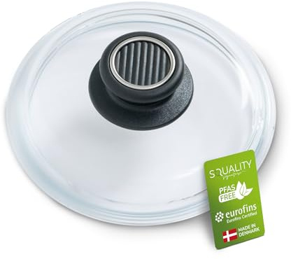 Squality Topfdeckel 16cm | Pfannendeckel aus Pyrex | Glasdeckel aus gehärtetem Glas | Hergestellt in Dänemark | Pfannen Deckel ofenfest bis 260 °C | Topf Deckel Spülmaschinen geeignet