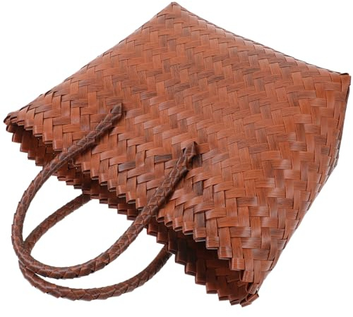 Milisten Borsa Intrecciata da Spiaggia Donna Manico, Cestino Portaoggetti in Pp Resistente, Borsa Picnic Versatile per Viaggi e Shopping Estivo