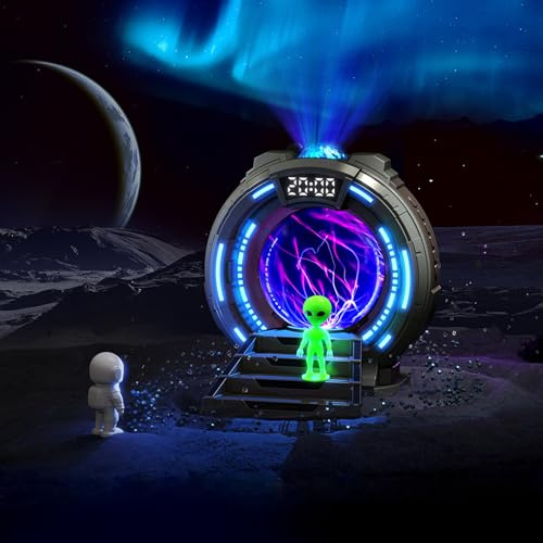 Gemmac Stargate Projection Lamp Aurora Projection Alarm with Bluetooth Speaker White Noise Atmosphere Lamp Nebula Night Light Alarm Clock for Teenager Birthday Gift for Bedroom Decor