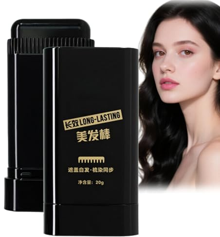 2-in-1 Haarfarbe Stick Kamm,Haarfärbekamm,Sichere und Bequeme Haarfärbestift,Wasserfester Touch up Stick,Schweißfester Haaransatz Kaschieren,Graue haare abdecken für Männer und Frauen(Schwarz)