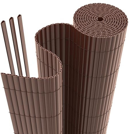 interGo PVC Sichtschutzmatte 100x300cm Sichtschutzzaun Privatsphäre Wetterfest für Garten, Balkon und Terrasse, mit Strukturierte Oberfläche, mit Kabelbindern, Braun