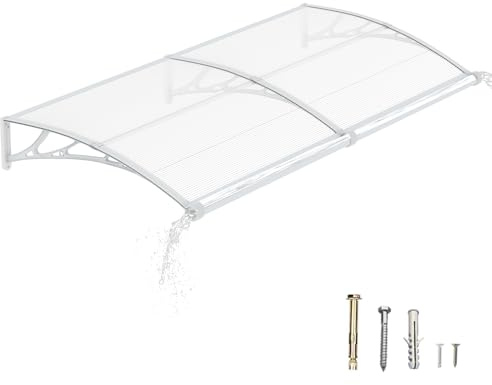DAWNINGHOMM Auvent de Porte d’Entrée 80 × 200 cm, Marquise de Porte Extérieur en Polycarbonate, Abri Anti-Pluie et Anti-UV pour Maison, Balcon et Terrasse
