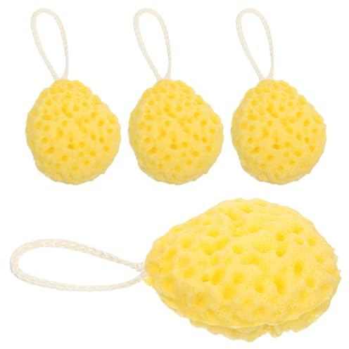 TOYANDONA 4pièces Éponge de Bain Alvéolée Maille Gommage Doux pour Corps Boule de Bain Exfoliante Naturelle Lot de Éponges de Douche Nettoyage Profondeur pour Hommes et Femmes