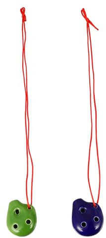 GLEAVI 2 Stück Okarina Flöte 6 Loch Keramik Alto C Musikinstrument mit Lanyard Kleiner Okarina für Anfänger Natürliche Klangqualität Geschenk für Musikliebhaber Zufällige Zufällige Farbe