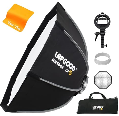 Bowens Mount softbox 80 cm handhållen snabbset-up, S-typ konsol, kompatibel med Godox Canon Sony Fuji YongNuo Flash AD200PRO V1 TT600 V860III 430EXIII SB500 YN320EX YN560