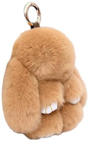 FM2018XSL Portachiavi Peluche con Coniglio Carino,Adatto per Donne e Ragazze,Decorazione in Peluche per Zaini e Borse a Mano(Cachi)