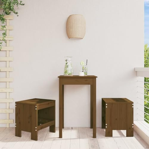 RMIHSJG Gartenhocker 2 Stück Honigbraun 40x36x45 cm Massivholz Kiefer Outdoor Sitzgelegenheit Rustikale Terrasse Balkon Holz Hocker Langlebig Praktisch