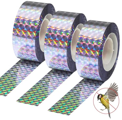 LTANQIN Ruban Répulsif Pigeon 3 Rouleaux 80m x 2,4cm, Ruban Anti Oiseaux Réfléchissant Double Face, Effaroucheur Oiseaux Extérieur, Bande Anti Pigeons pour Balcon Jardin Toit Arbres Fruitiers