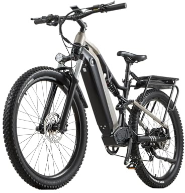 BURCHDA E Bike elektrofahrräder Herren Damen, Ebike 48V 20Ah(960Wh) Akku bis 120km, 27.5x2.8 Zoll Electric Bike 9-Gang Getriebe mit LCD-Display， Vollfederung E Fahrrad 250W Motor 95 N.m 25km/h, B27