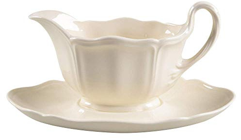 Wedgwood Queen's Plain Gravy Boat with Attached Underplate
