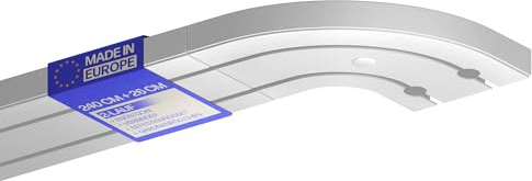 Bestlivings Gardinenschiene 240cm 2-läufig, Weiß, mit 2 Rundbögen je 13cm | Vorhangschienen-Set montagefertig, ruhiger Innenlauf, Stecksystem, vorgebohrte Montage, robuster Kunststoff - Made in EU