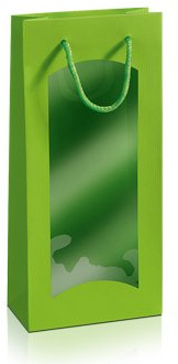 10 x Tragetasche, Weinverpackung, Flaschenverpackung - Focus hellgrün, 2 Flaschen