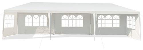 COSTWAY Gazebo da Giardino 3 x 9 m, Tendone per Feste con 8 Pannelli Laterali Rimovibili, Impermeabile Protezione UV, per Matrimonio Eventi e Barbecue