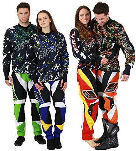 Nerve Shop Motorcross Cross Motorrad Kombi Enduro Motorradjacke Motorradhose Cross Motorradbekleidung Kombi - Rot - L