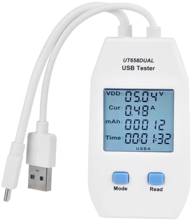 LCD-Digitalanzeige USB-Amperemeter Power Meter Detektor Tester Multimeter Strom Spannungsüberwachung(UT658 Dual)