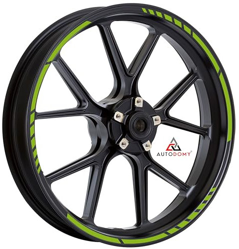 Autodomy Pack 6 Units Wheel Rim Stickers Desing Sport | Complete set for 2 Motorcycle Wheel Stripes 15 to 19 Resistant Rain and UV | Motorbike Stickers Green Lime