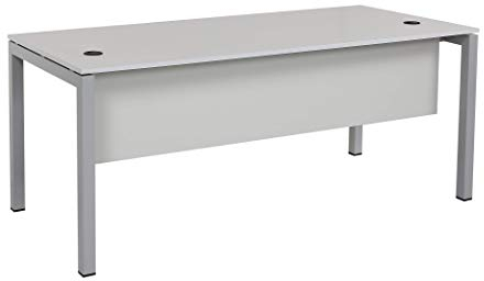 furni24 Schreibtisch Tetra fürs Arbeitszimmer und Home Office - Großer laminierter Computertisch aus Holz, einfache Montage (180 x 80 x 75 cm, Grau)