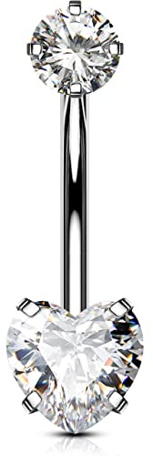 OUFER Bauchnabelpiercing Titan 14G Nabelpiercing Clear CZ Belly Button Ring Belly Piercing Navel Piercing Belly Bar