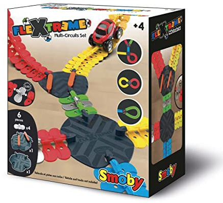 Smoby - FleXtreme Multi-Rennstrecken Set Kreuzung und Weiche - Erweiterung für die Smoby FleXtreme Rennbahn-Spielwelt, für Kinder ab 4 Jahren, flexible Strecke mit Kreuzungen
