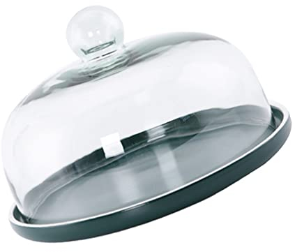 Yardwe Glasglocke Keramik Teller Glas- Haube Kuchenglocke Käseglocke Tortenplatte Haube Servierplatte mit Glashaube Porzellan Käseplatte Käse- Brett Kuchen Abdeckung Kuchen Abhaube