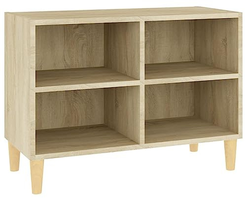 vidaXL TV Schrank mit Massivholz-Beinen Lowboard Fernsehschrank Fernsehtisch Sideboard HiFi-Schrank TV Möbel Tisch Board Sonoma-Eiche 69,5x30x50cm