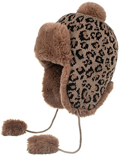 Yixda Damen Wintermütze mit Ohrenklappen Warm Ski Fliegermütze Winddicht Fellmütze (Braun)
