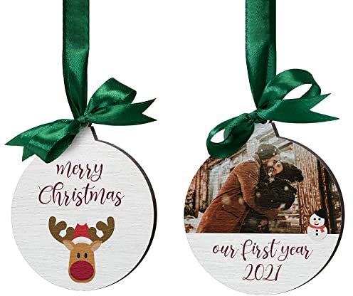 Weihnachtsanhänger Holz mit eigenem Foto personalisiert - Christbaumkugel für Deinen Weihnachtsbaum - individuelle Weihnachtskugeln & Holzanhänger gestalten