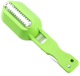 TECH DISCOUNT Écailleurs Professionnel Poisson en Caoutchouc et Acier Inoxydable Manuel Équipement de Cuisine Couvercle Réservoir Rapide Nettoyage